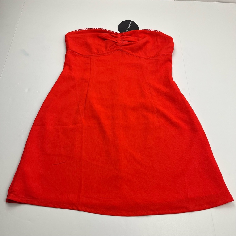 White Fox Lift You Up Strapless Mini Dress Chilli Orange Red Womens Medium NEW